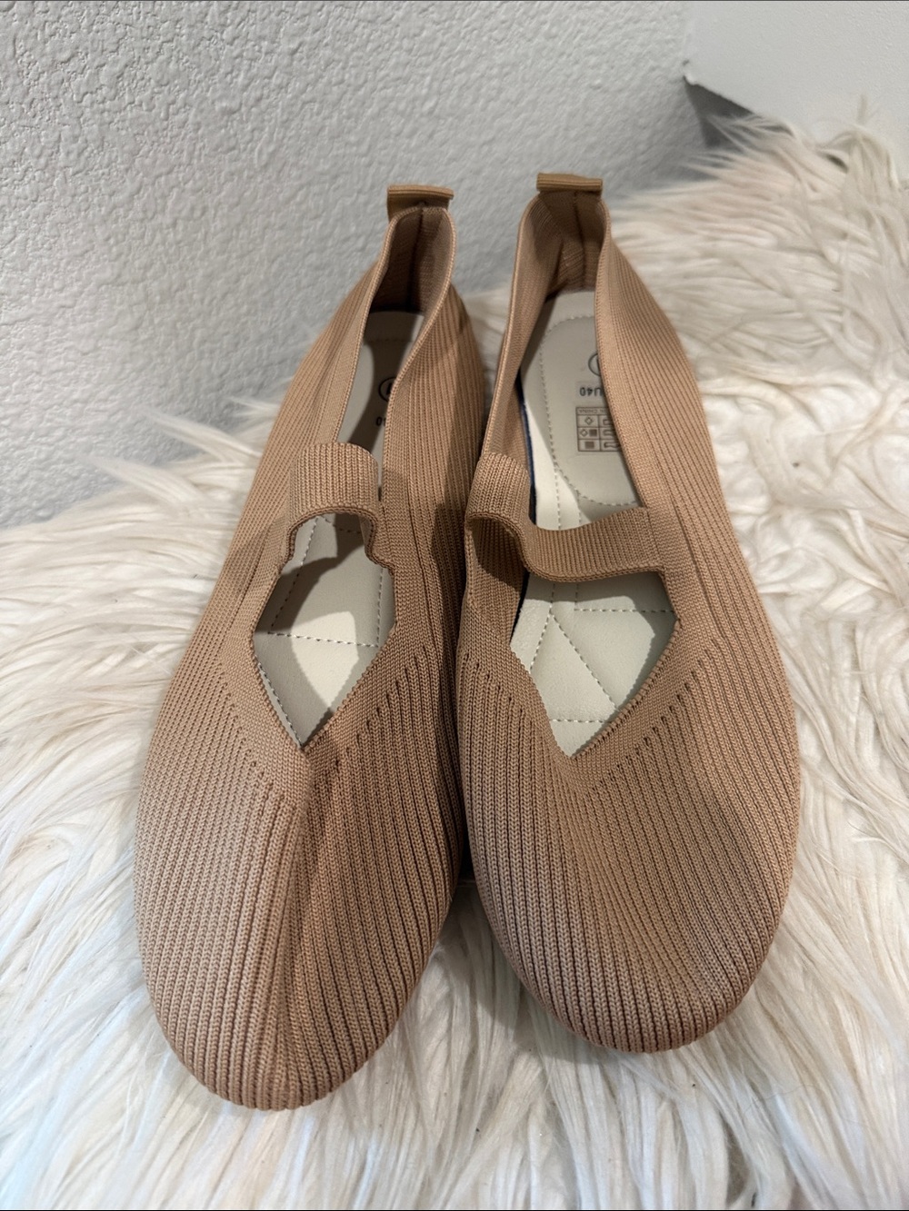 Women’s Knit Mary Jane Flats - Nude